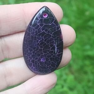 Purple And Black Dragon's Veins Agate Teardrop Pendant Gemstone